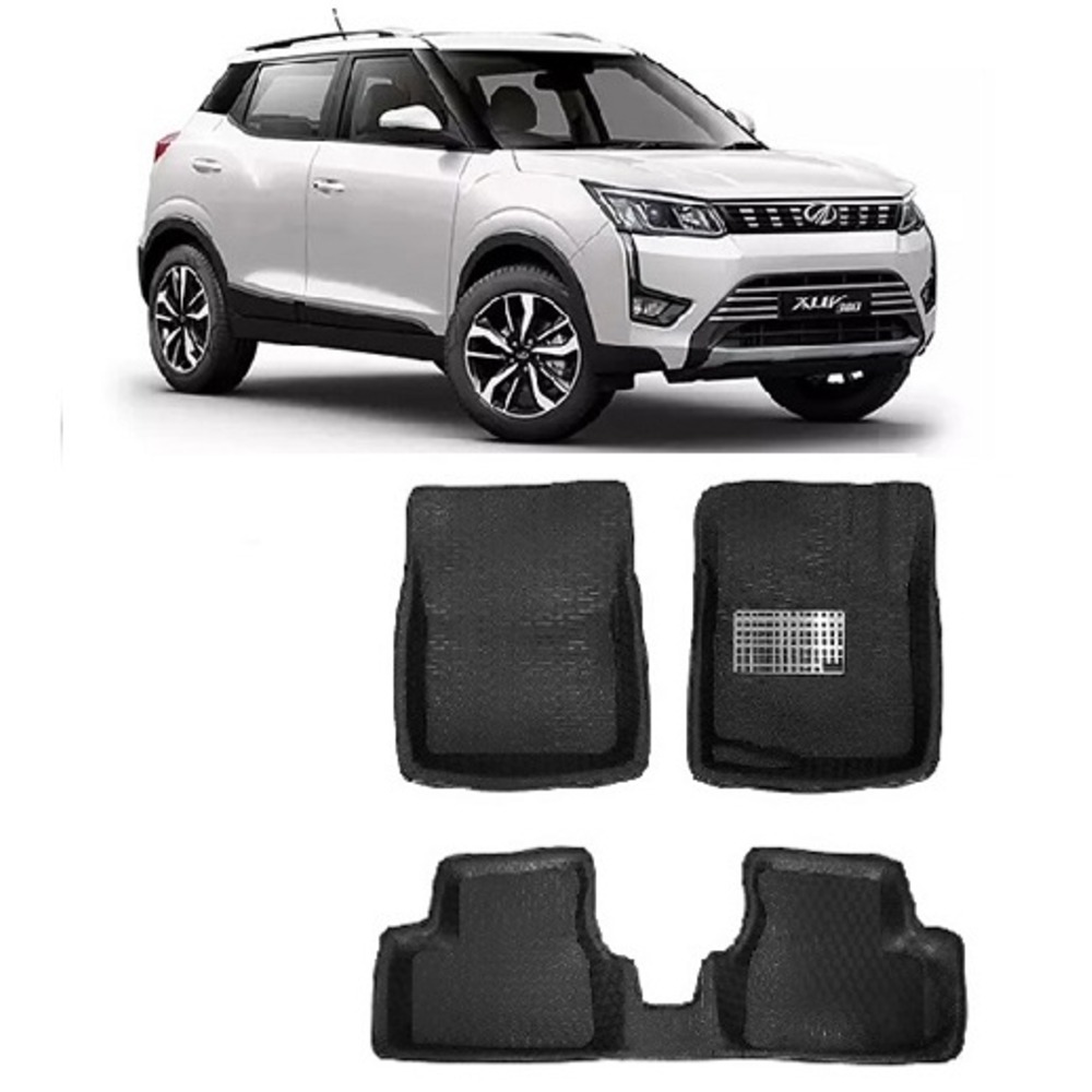 4.5D Car Floor Foot Tray Mats for XUV300  - Black